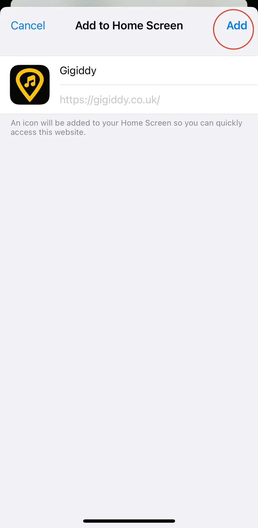 Tap Add to confirm