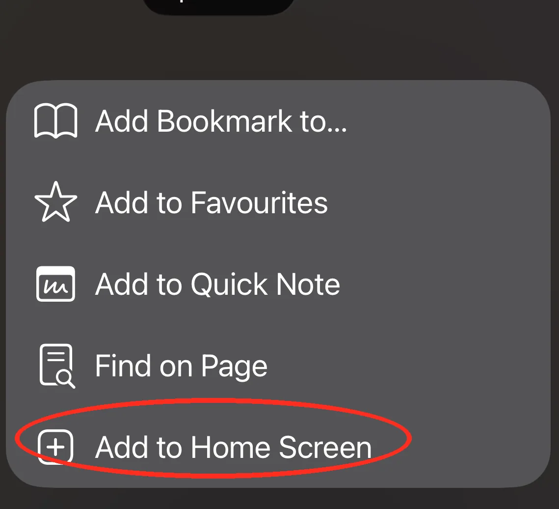 Tap Add to Home Screen