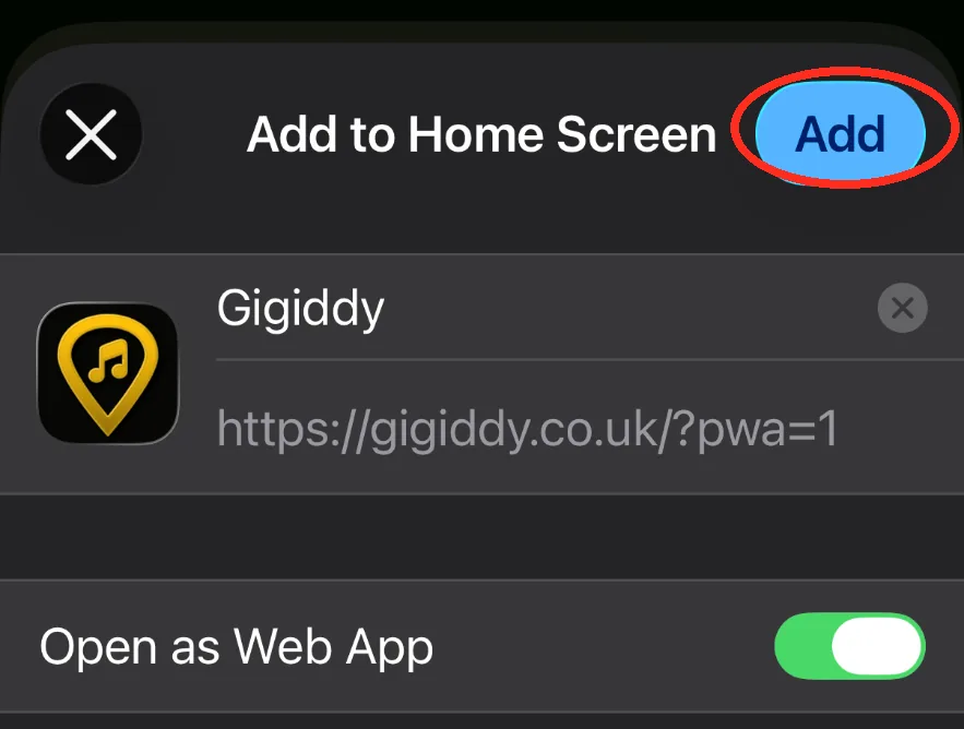 Tap Add to confirm